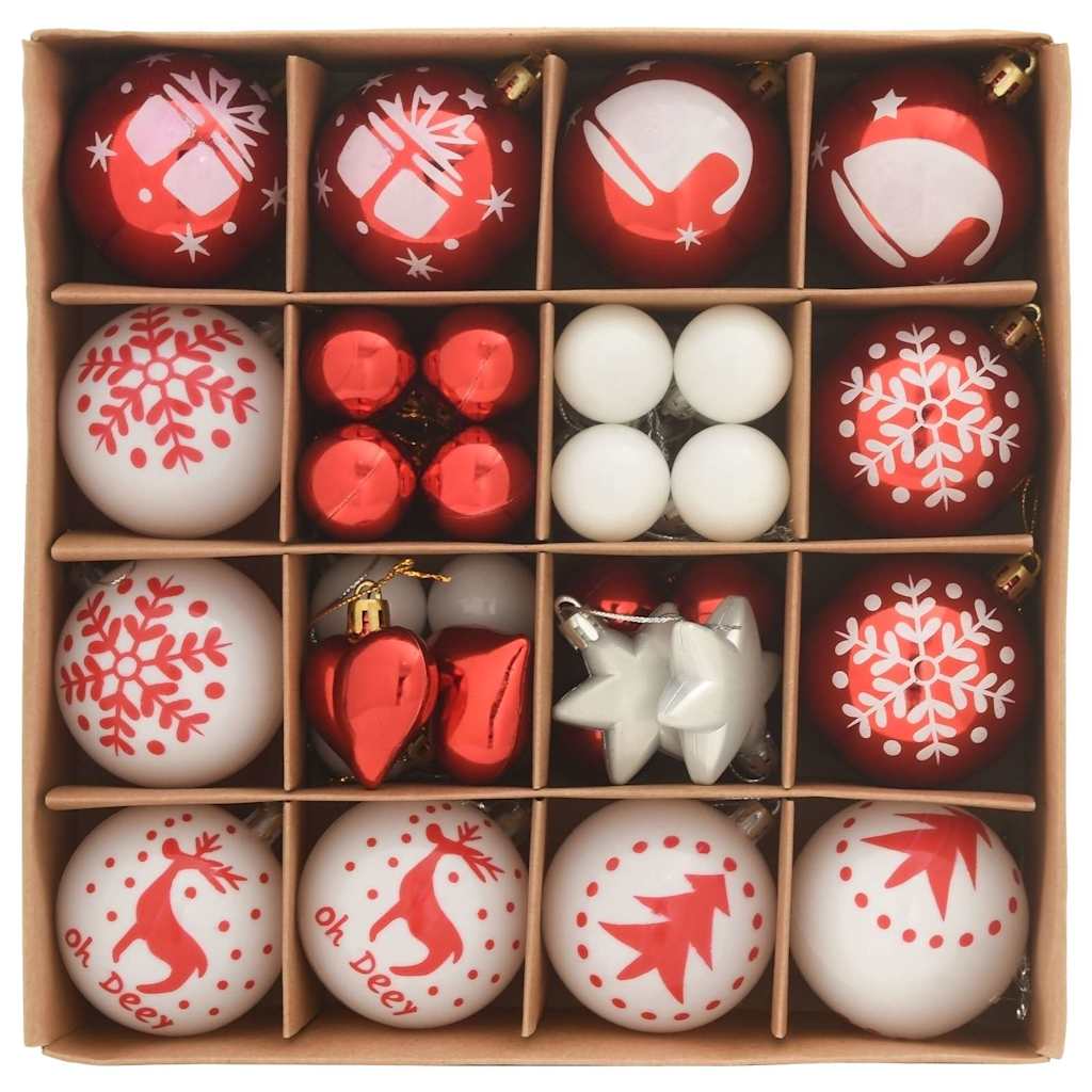 Set Božićnih Ukrasnih Kuglica 40 pcs Crvena i bijela Plastika