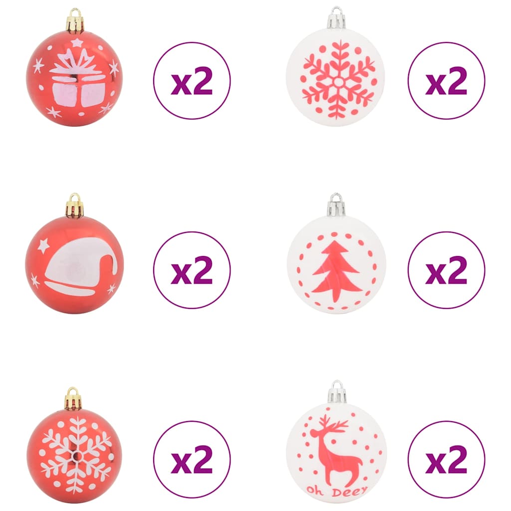 Set Božićnih Ukrasnih Kuglica 40 pcs Crvena i bijela Plastika