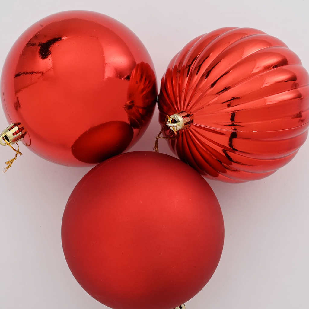 Set božićnih kuglica XL 15 pcs Crvena Plastika