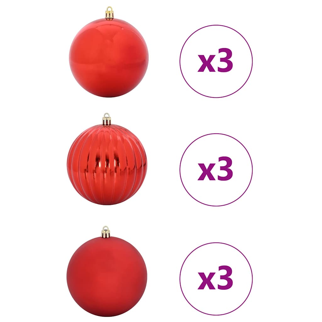 Set božićnih kuglica XL 9 pcs Crvena Plastika