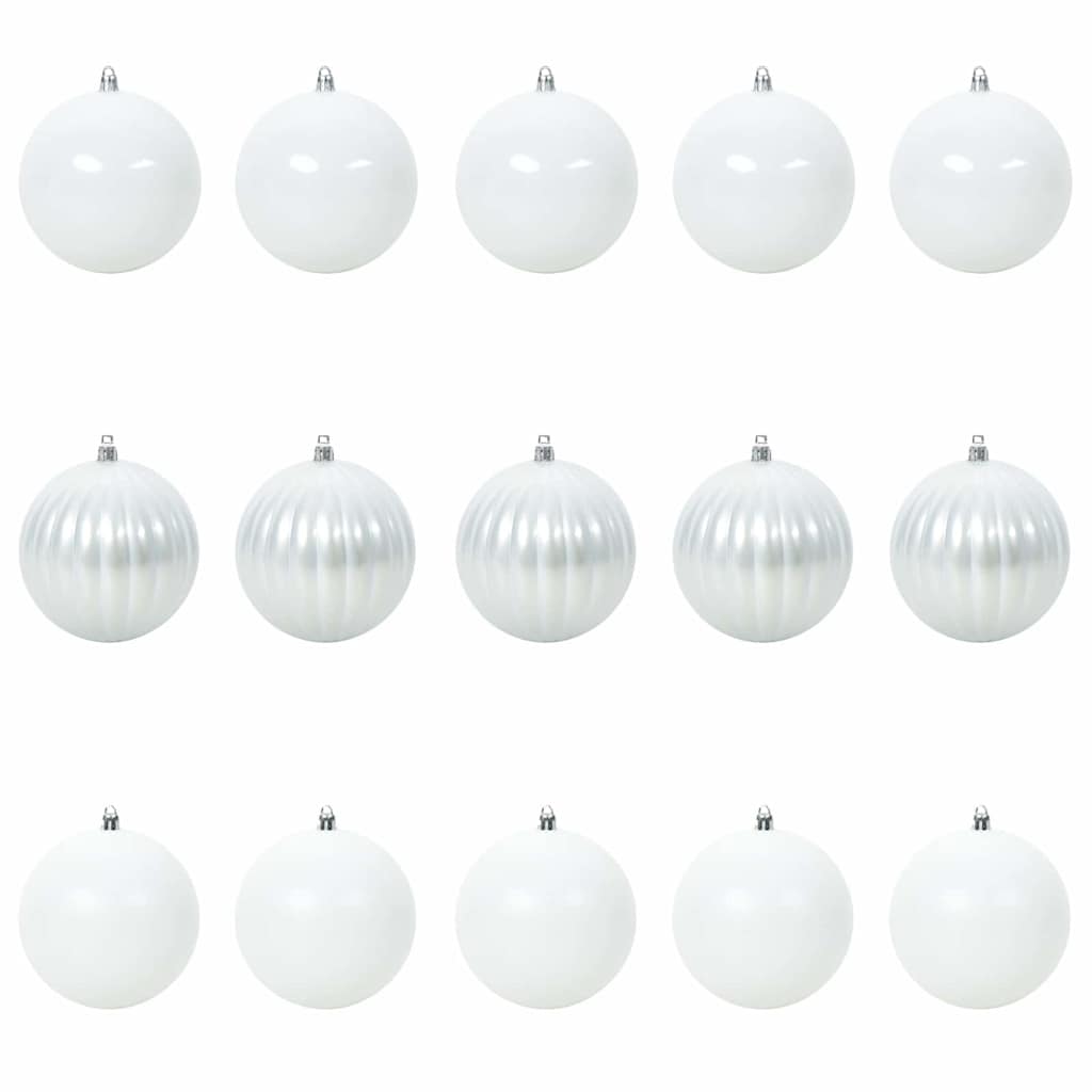 Set božićnih kuglica XL 15 pcs Bijelo Plastika