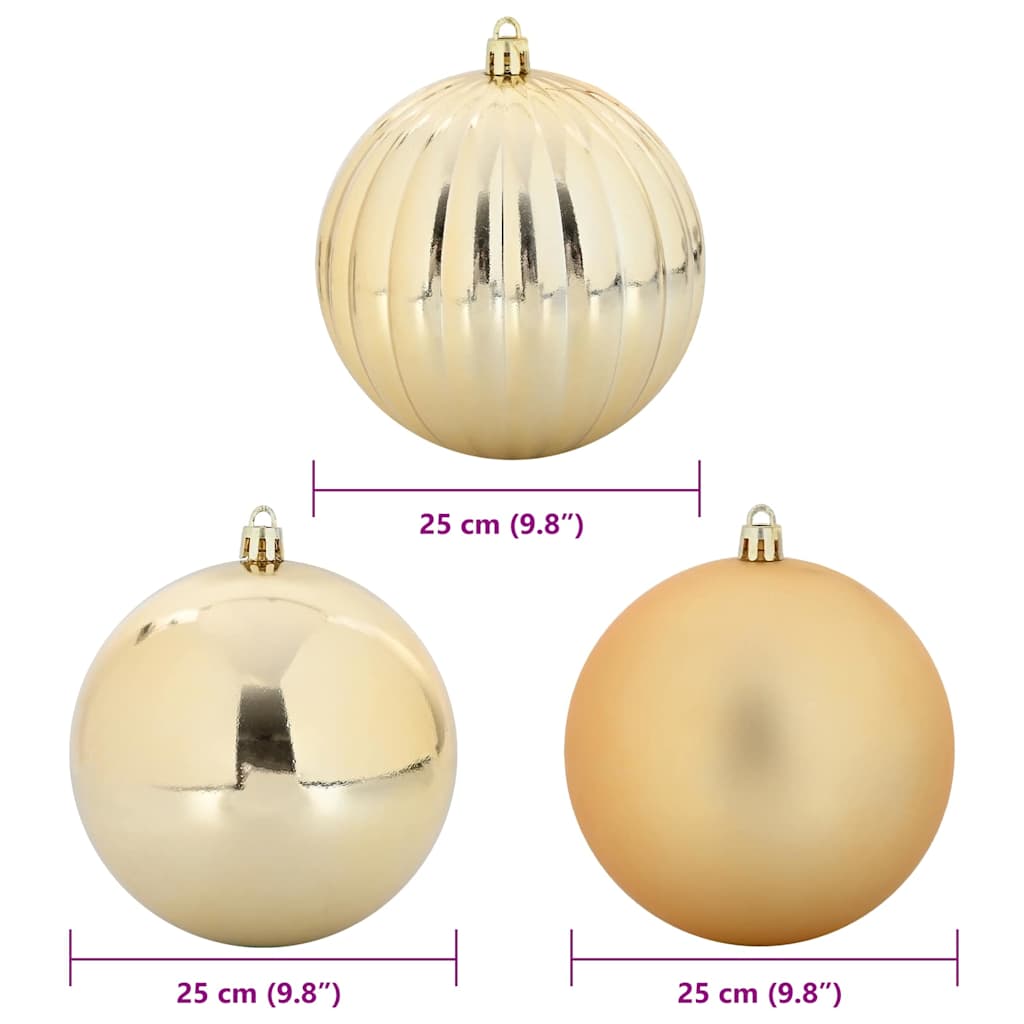 Set božićnih kuglica XXL 3 pcs Zlatno Plastika