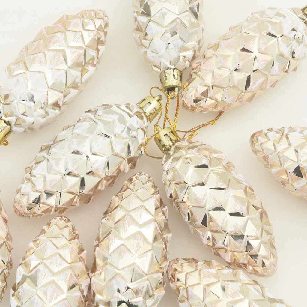 Božićna kuglica s četinicom 40 pcs Šampanjca Plastika