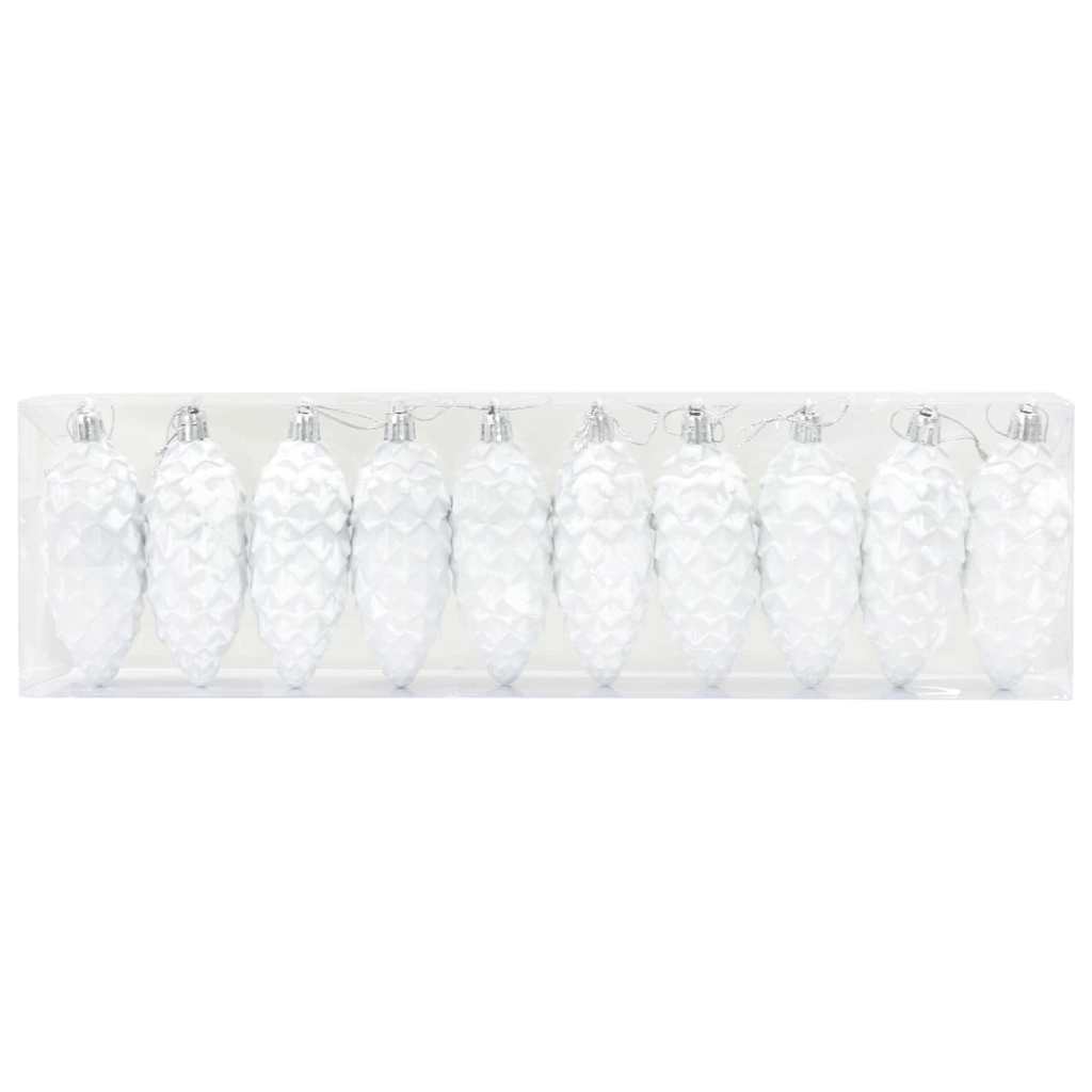 Božićna kuglica s četinicom 40 pcs Bijelo Plastika