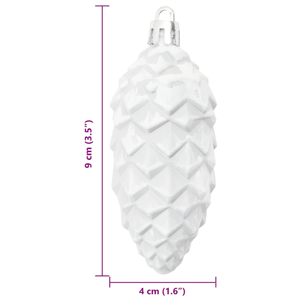 Božićna kuglica s četinicom 40 pcs Bijelo Plastika