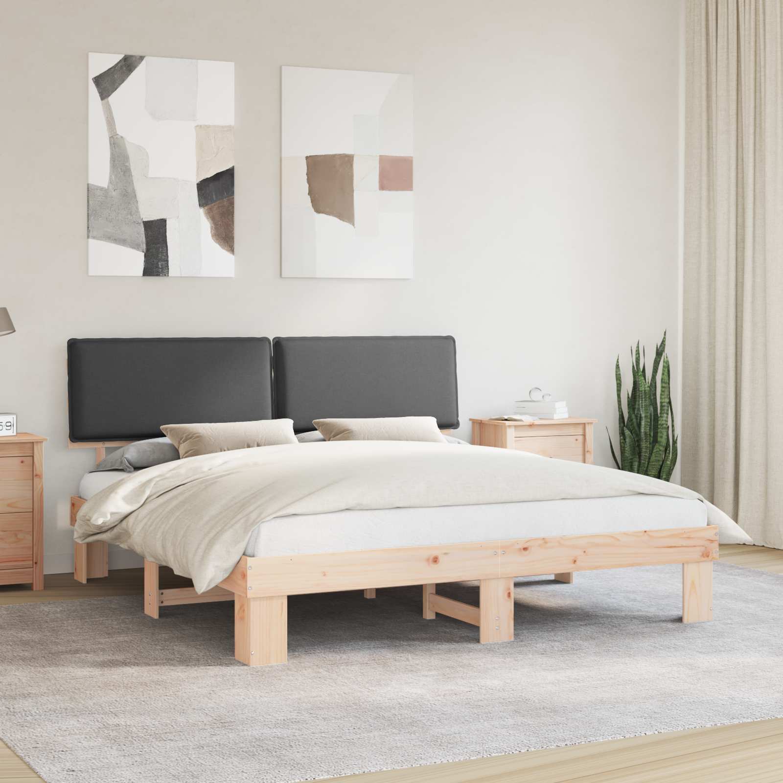 Krevetni okvir s tapiciranim uzglavljem Tamno siva 180 x 200 cm
