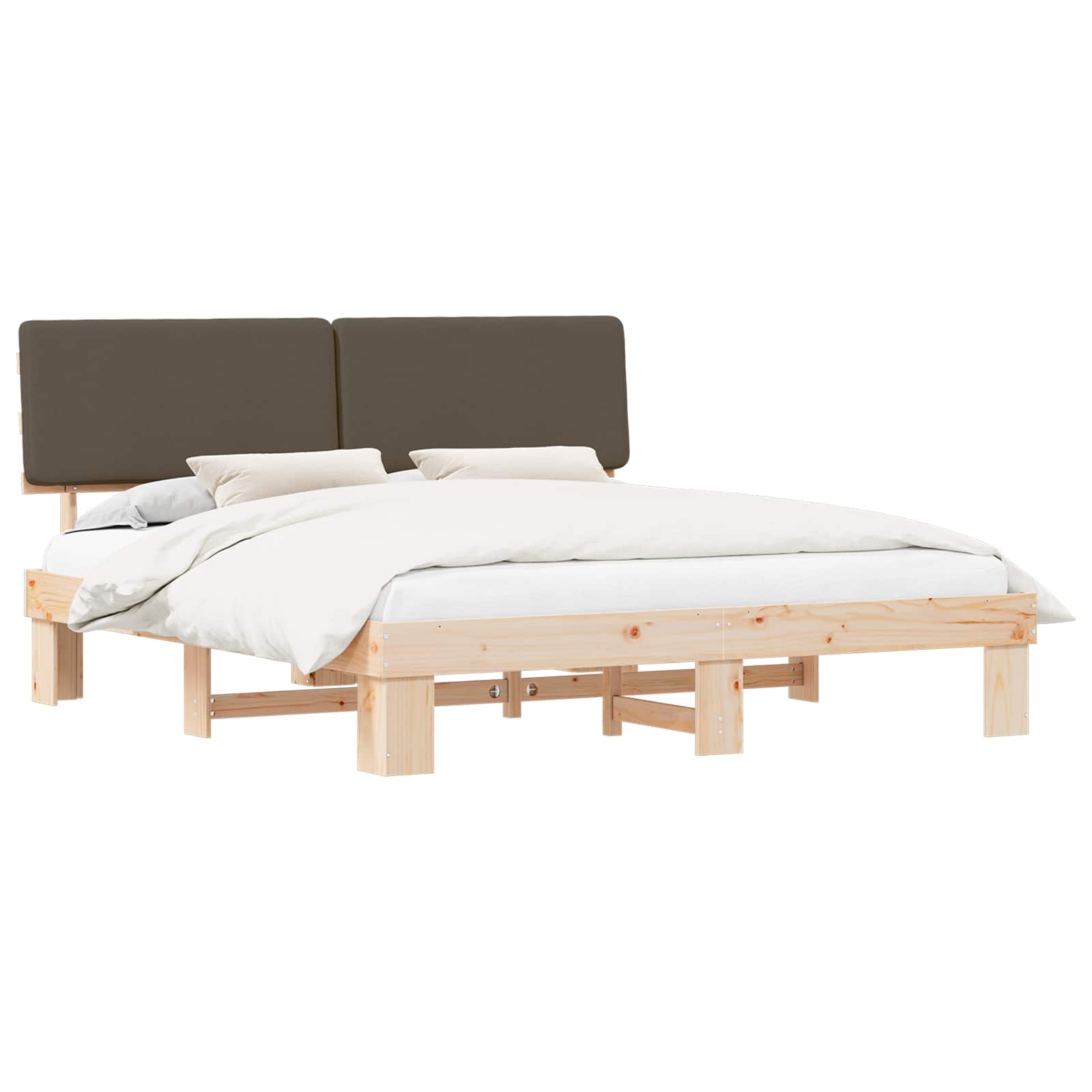 Krevetni okvir s tapiciranim uzglavljem Sivo-smeđa 180 x 200 cm