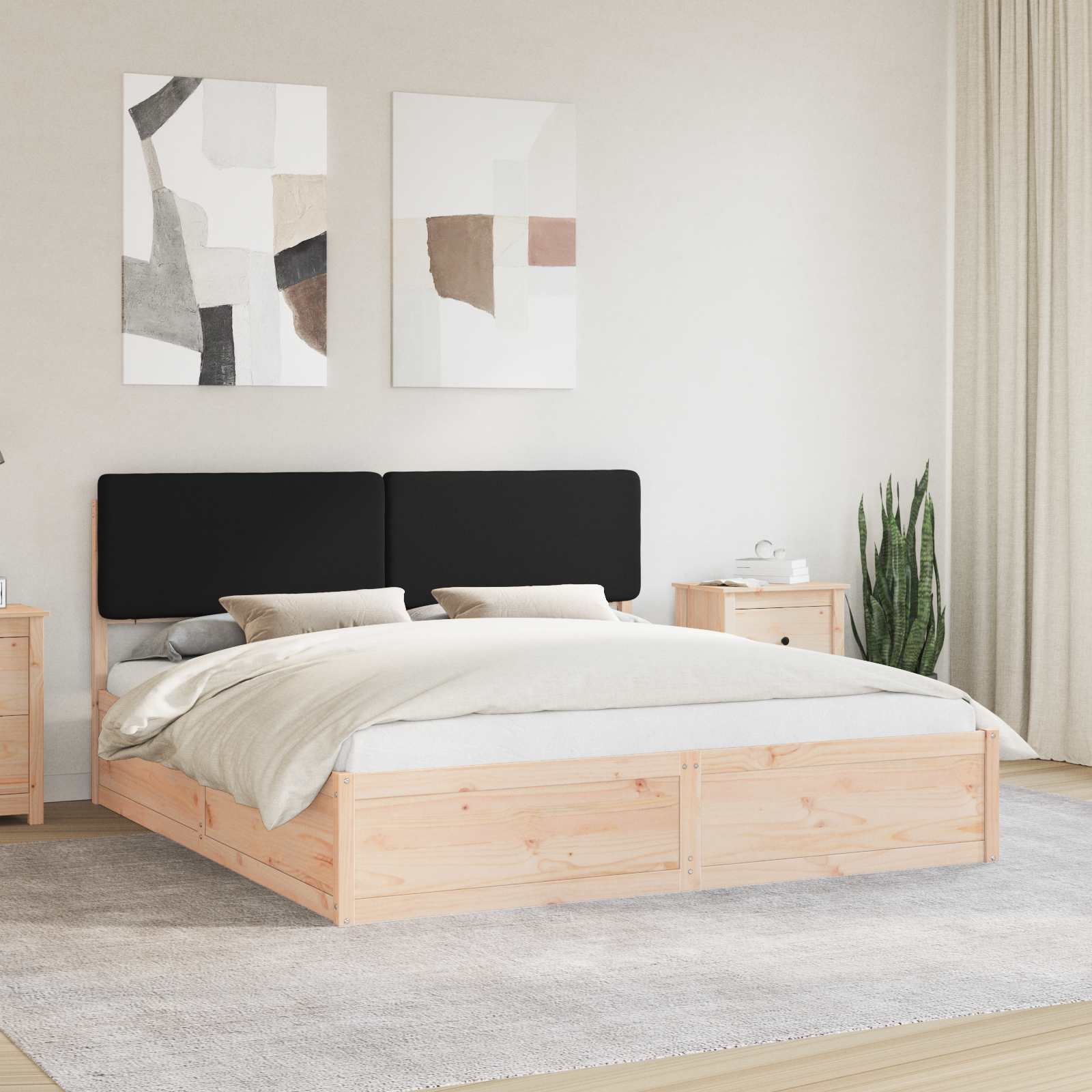 Krevetni okvir s tapiciranim uzglavljem Crna 180 x 200 cm