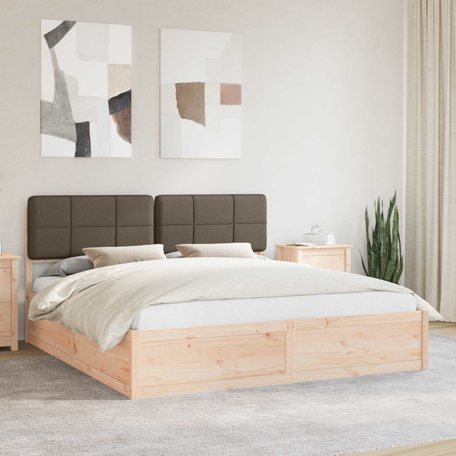 Krevetni okvir s tapiciranim uzglavljem Sivo-smeđa 200 x 200 cm