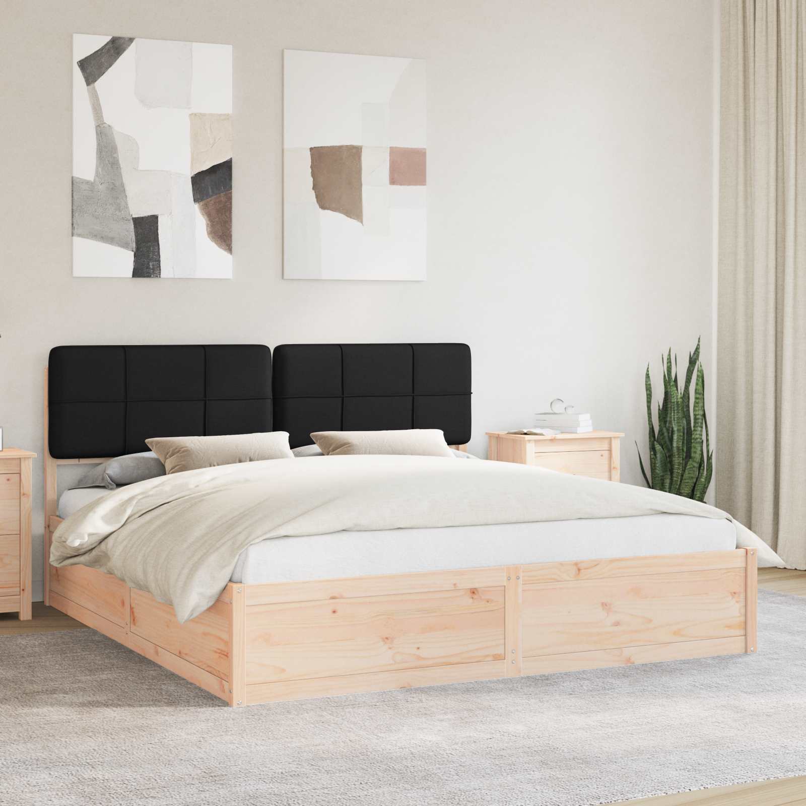 Krevetni okvir s tapiciranim uzglavljem Crna 180 x 200 cm