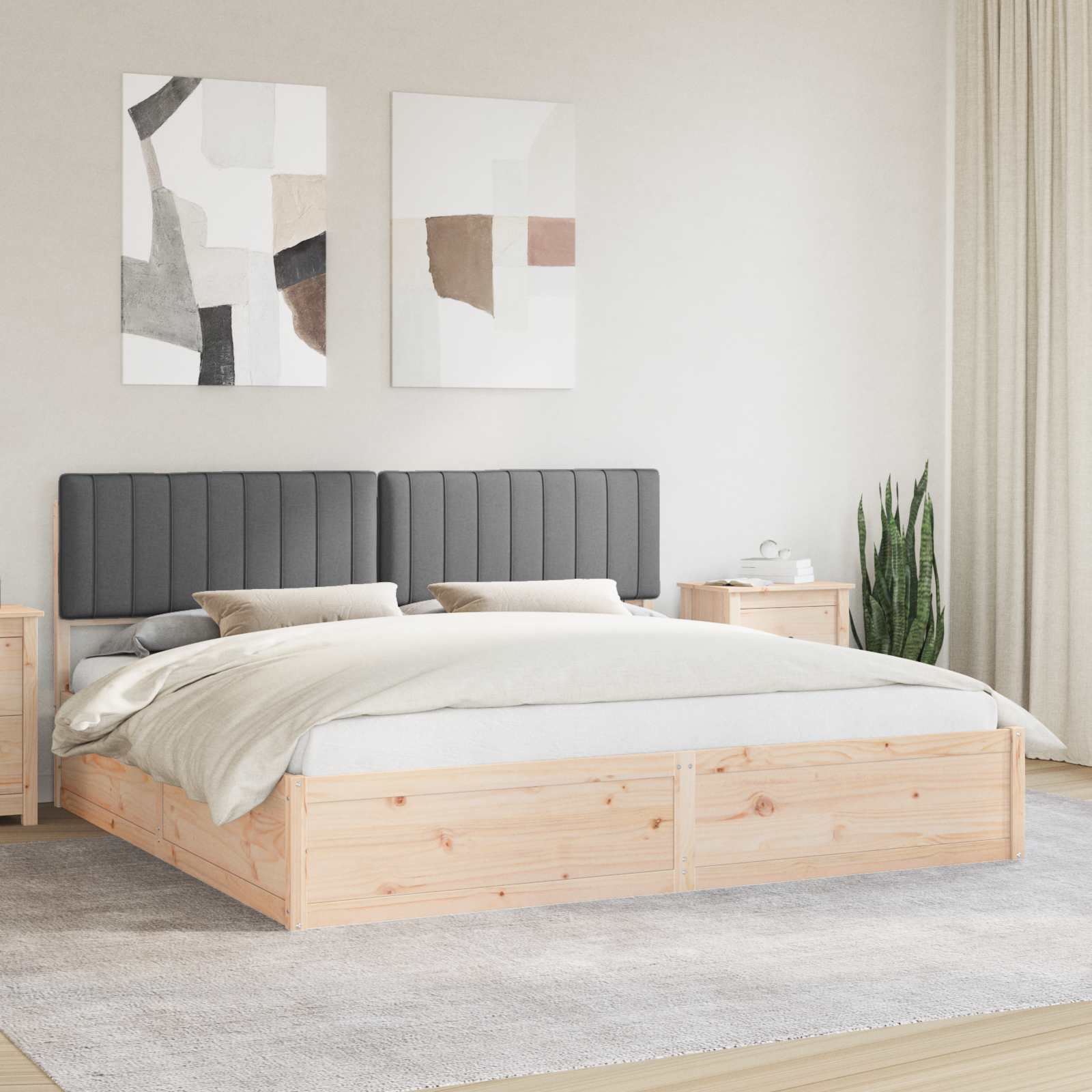 Krevetni okvir s tapiciranim uzglavljem Tamno siva 200 x 200 cm