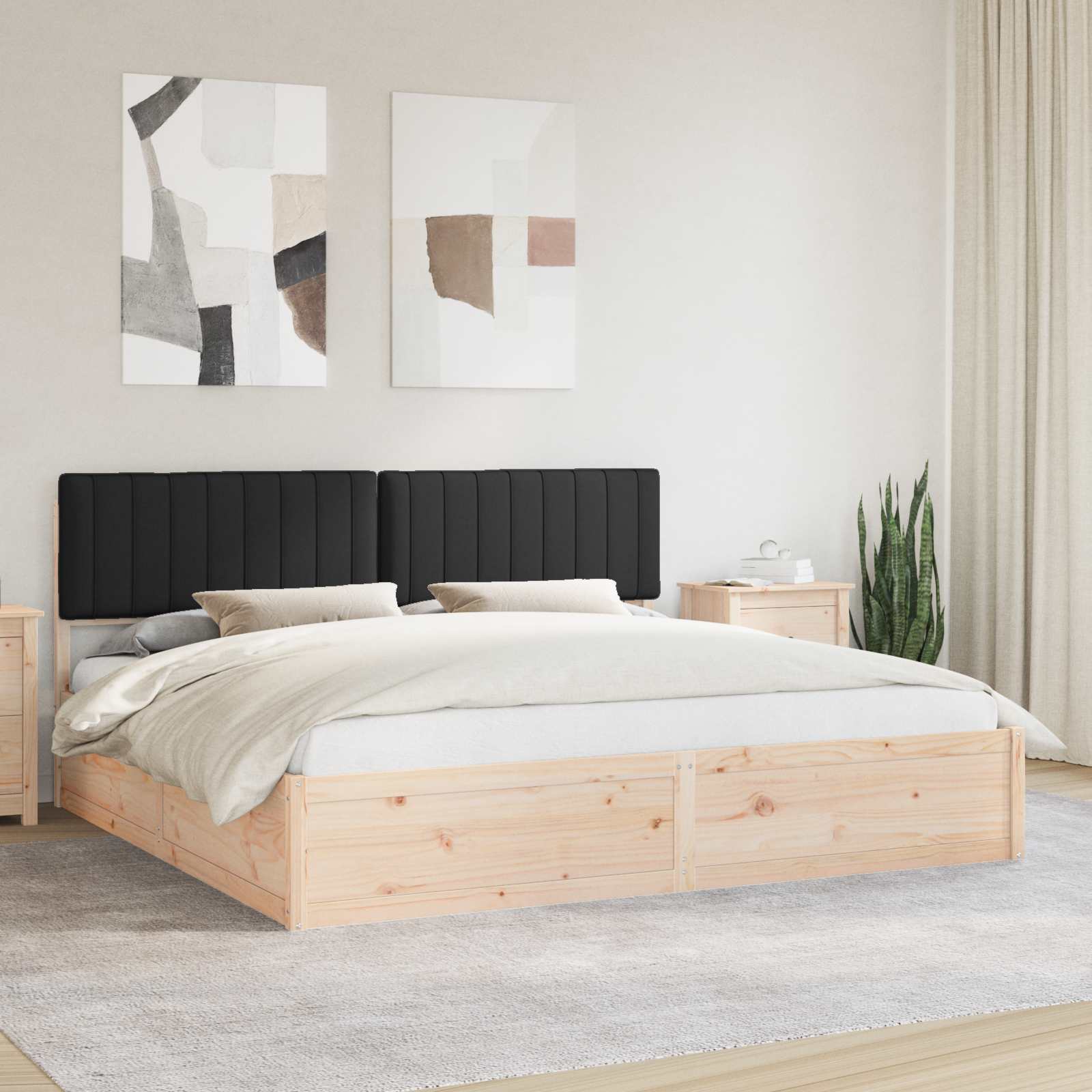 Krevetni okvir s tapiciranim uzglavljem Crna 200 x 200 cm