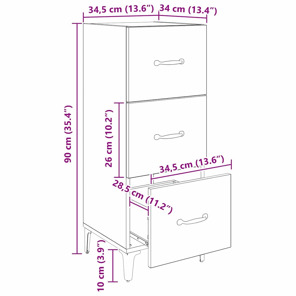 Kreveta Crni hrast 34,5 x 34 x 90 cm Konstruirano drvo