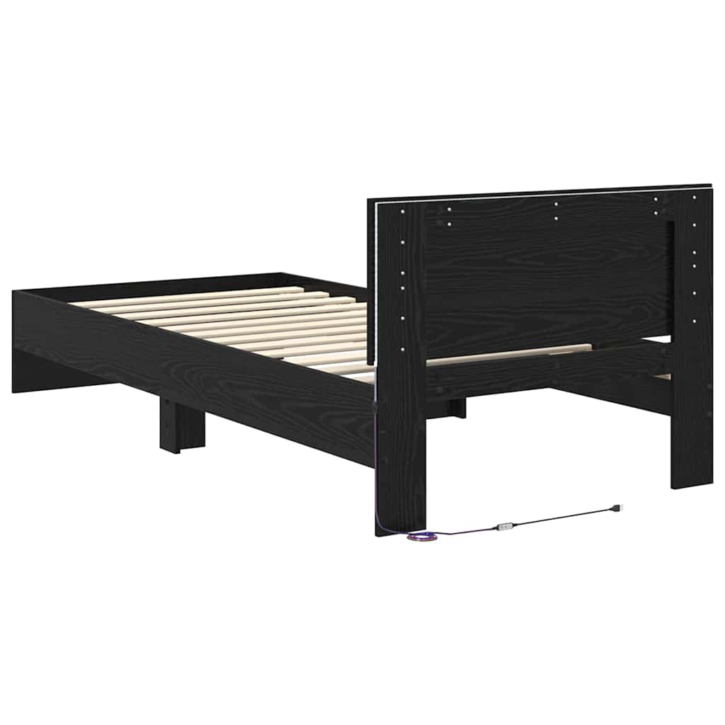 Krevetna konstrukcija Crni hrast 90 x 200 cm Konstruirano drvo