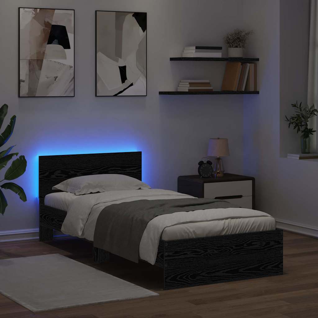 Krevetna konstrukcija Crni hrast 90 x 190 cm Konstruirano drvo