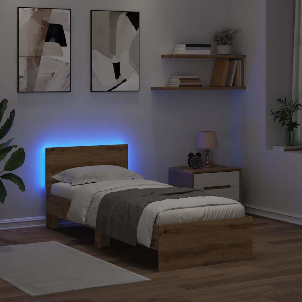 Krevetna konstrukcija s uzglavljem Umjetnički hrast 75 x 190 cm