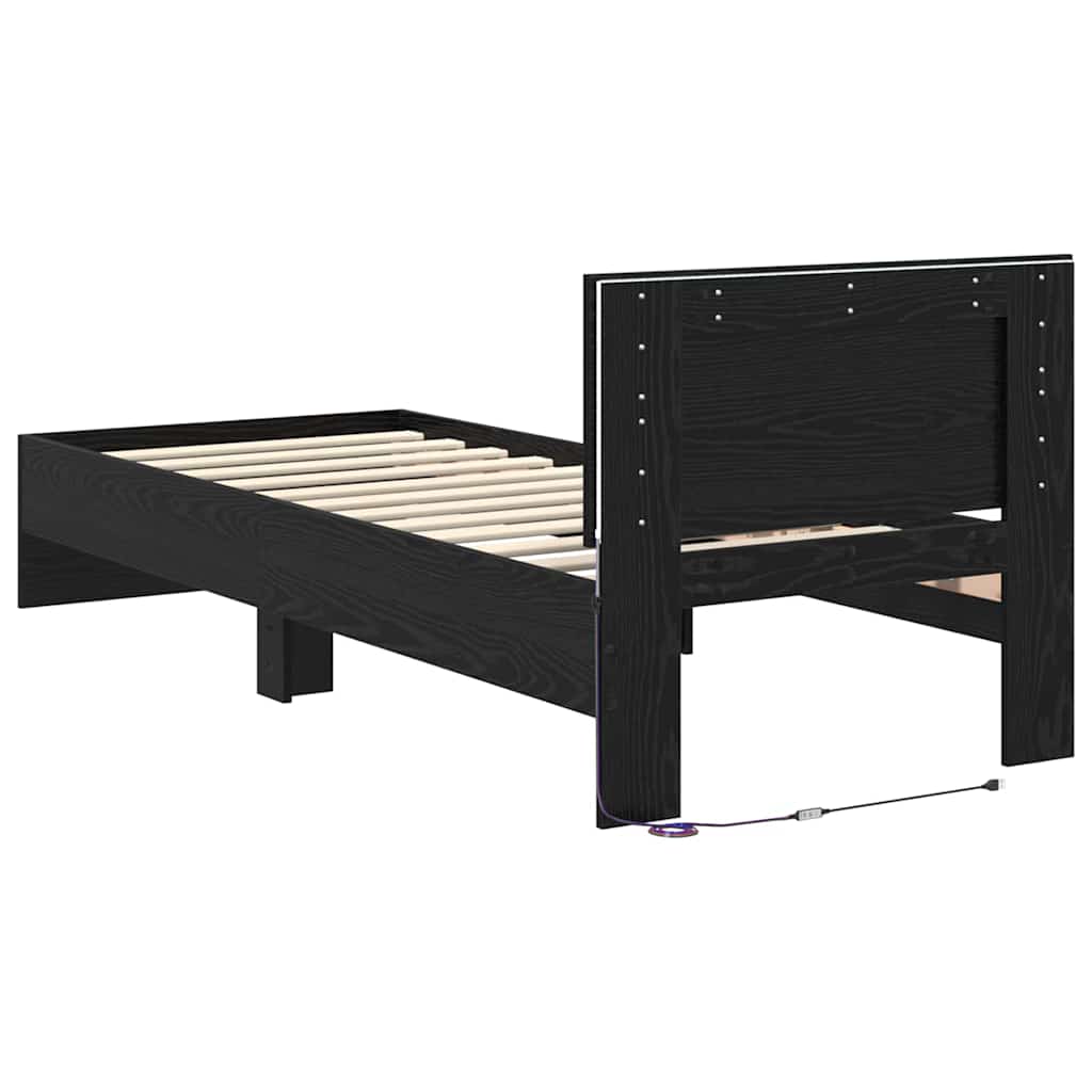 Krevetna konstrukcija Crni hrast 75 x 190 cm Konstruirano drvo