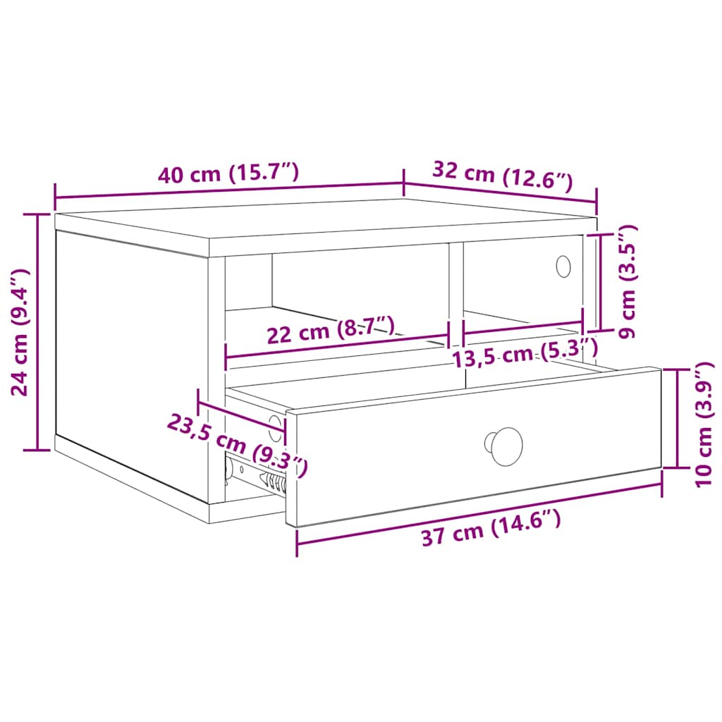 Držač za printer Staro drvo 40 x 32 x 24 cm Konstruirano drvo