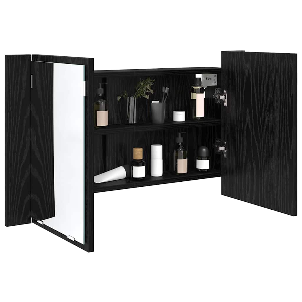 Kupaonski ormar s ogledalom Zidne Crni hrast 80 x 12 x 45 cm