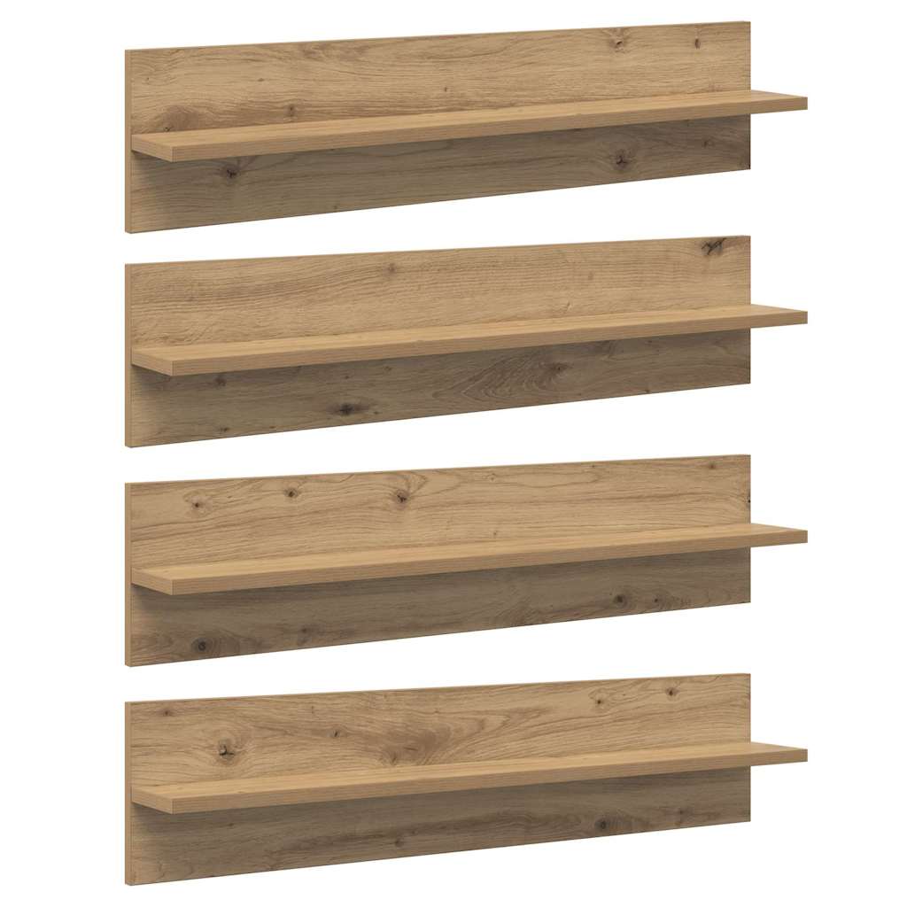 Police na zidu Zidne 4 pcs Umjetnički hrast 80 x 11,5 x 18 cm