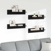 Police na zidu s policom 4 pcs Crni hrast 80 x 11,5 x 18 cm