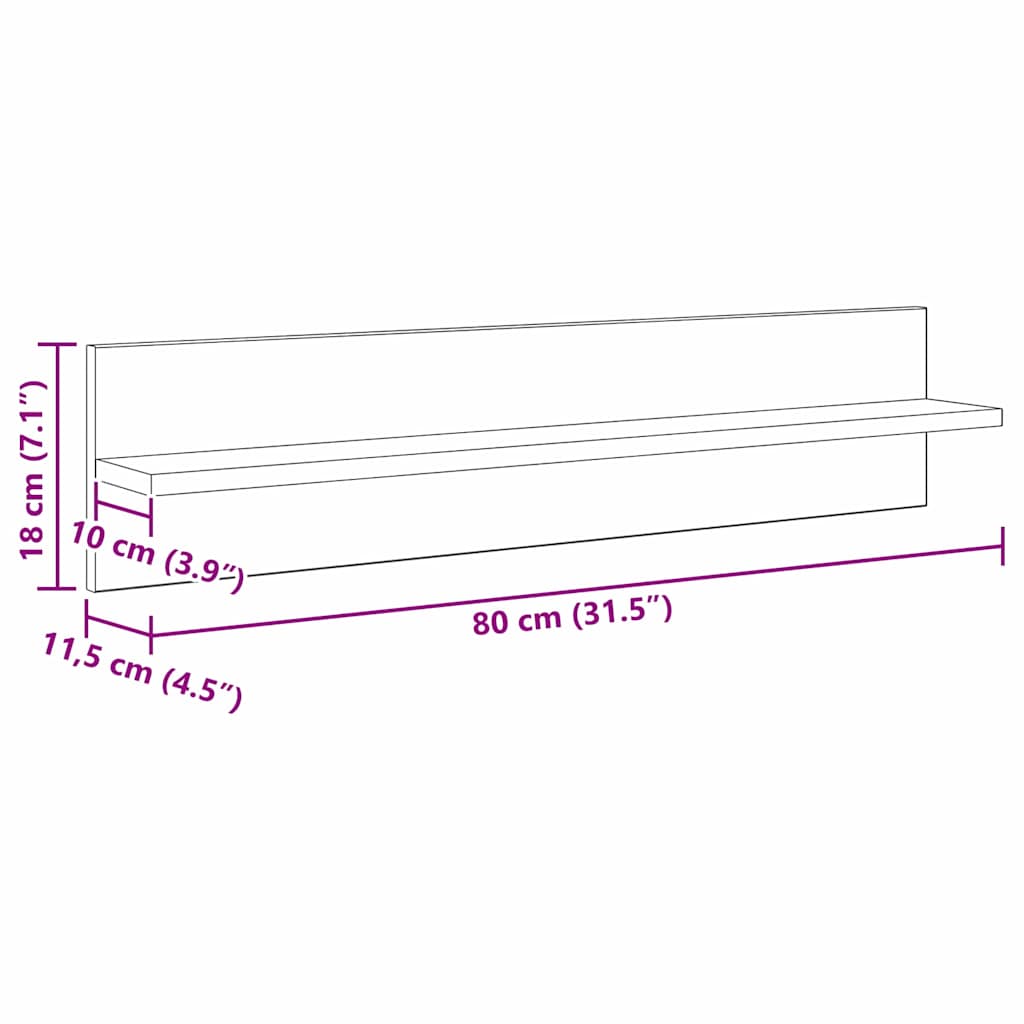 Police na zidu s policom 4 pcs Crni hrast 80 x 11,5 x 18 cm