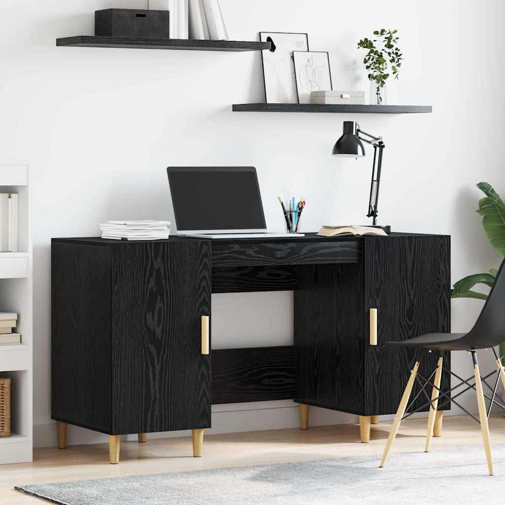 Stol s policom Crni hrast 140 x 50 x 75 cm Konstruirano drvo