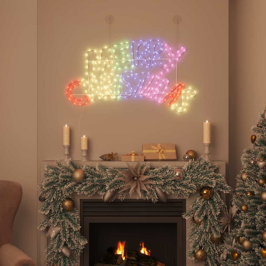 Božićni natpis s 240 LED svjetlima Šareni 99,5 x 54 cm PVC