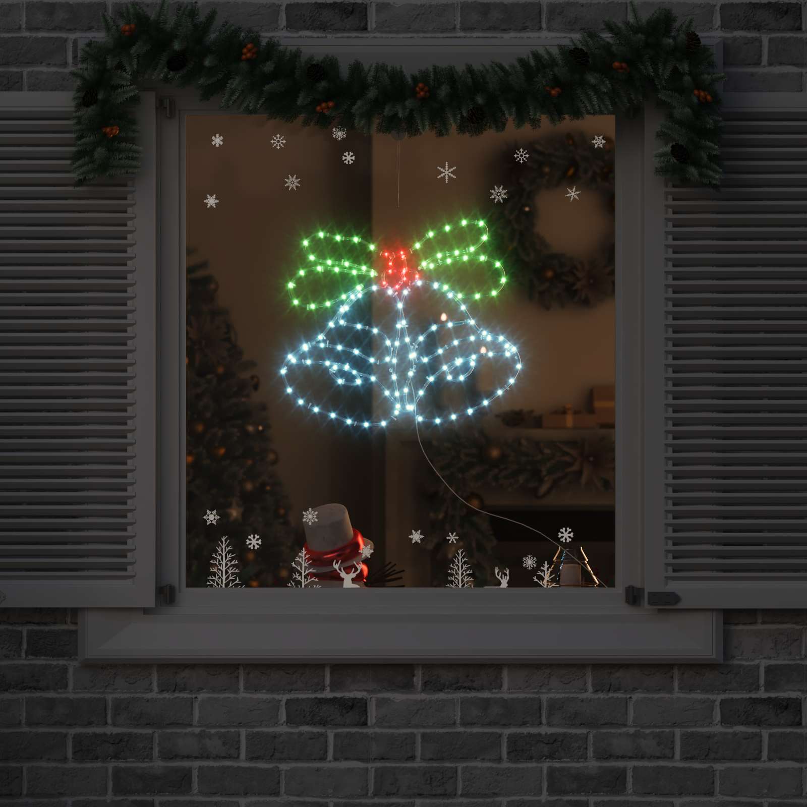 Božićna Zvona s 144 LED svjetlima Šareni 57 x 47,5 cm PVC