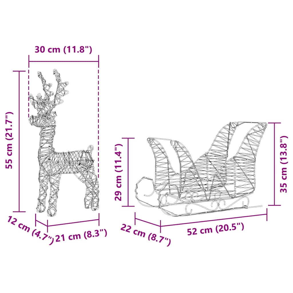 Reindeer vuče saonice Topla bijela 30 x 12 x 55 cm PET