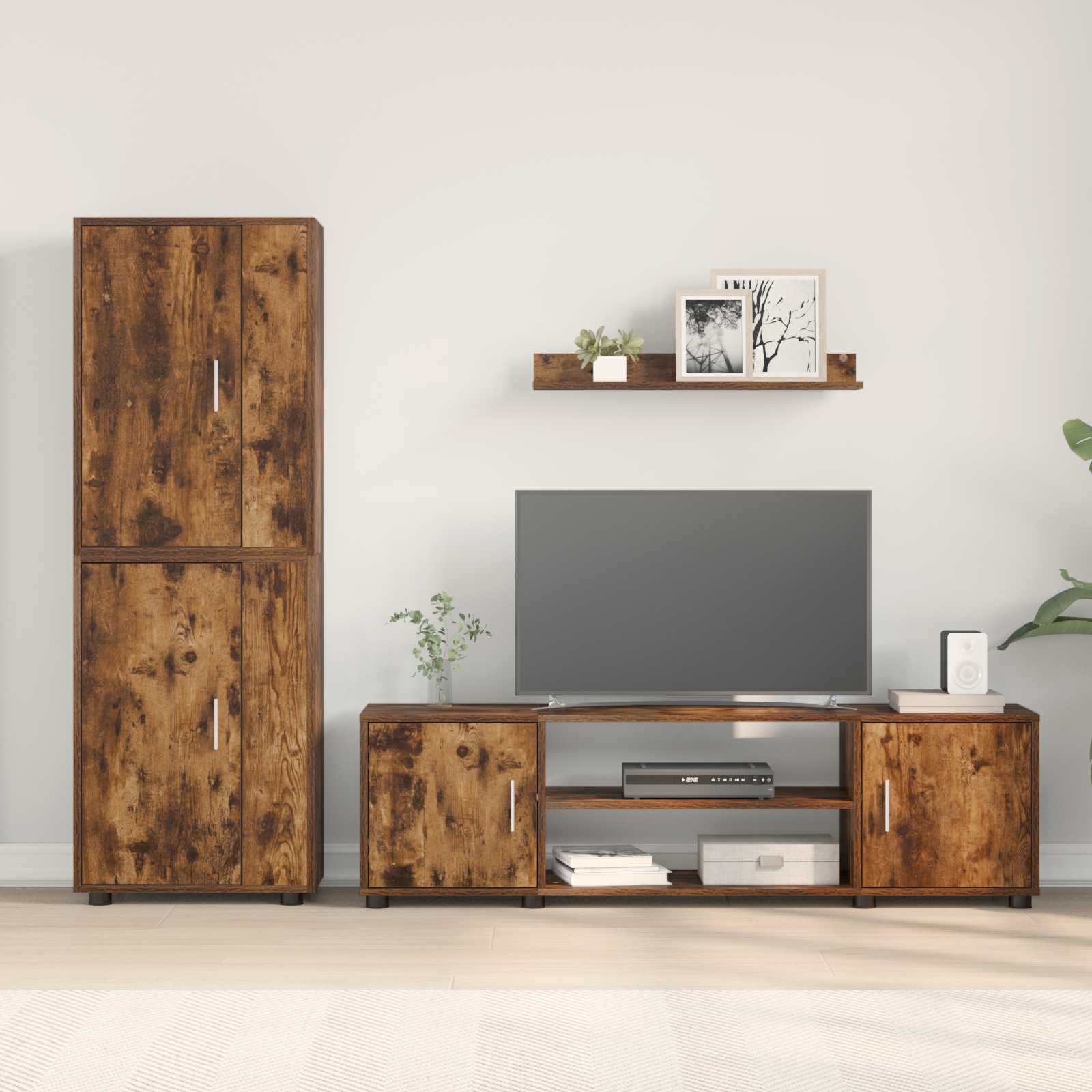 Set TV komoda Zidne 4 pcs Dimljeni hrast Konstruirano drvo