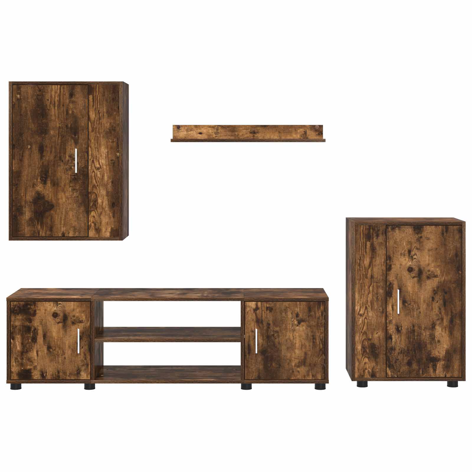 Set TV komoda Zidne 4 pcs Dimljeni hrast Konstruirano drvo