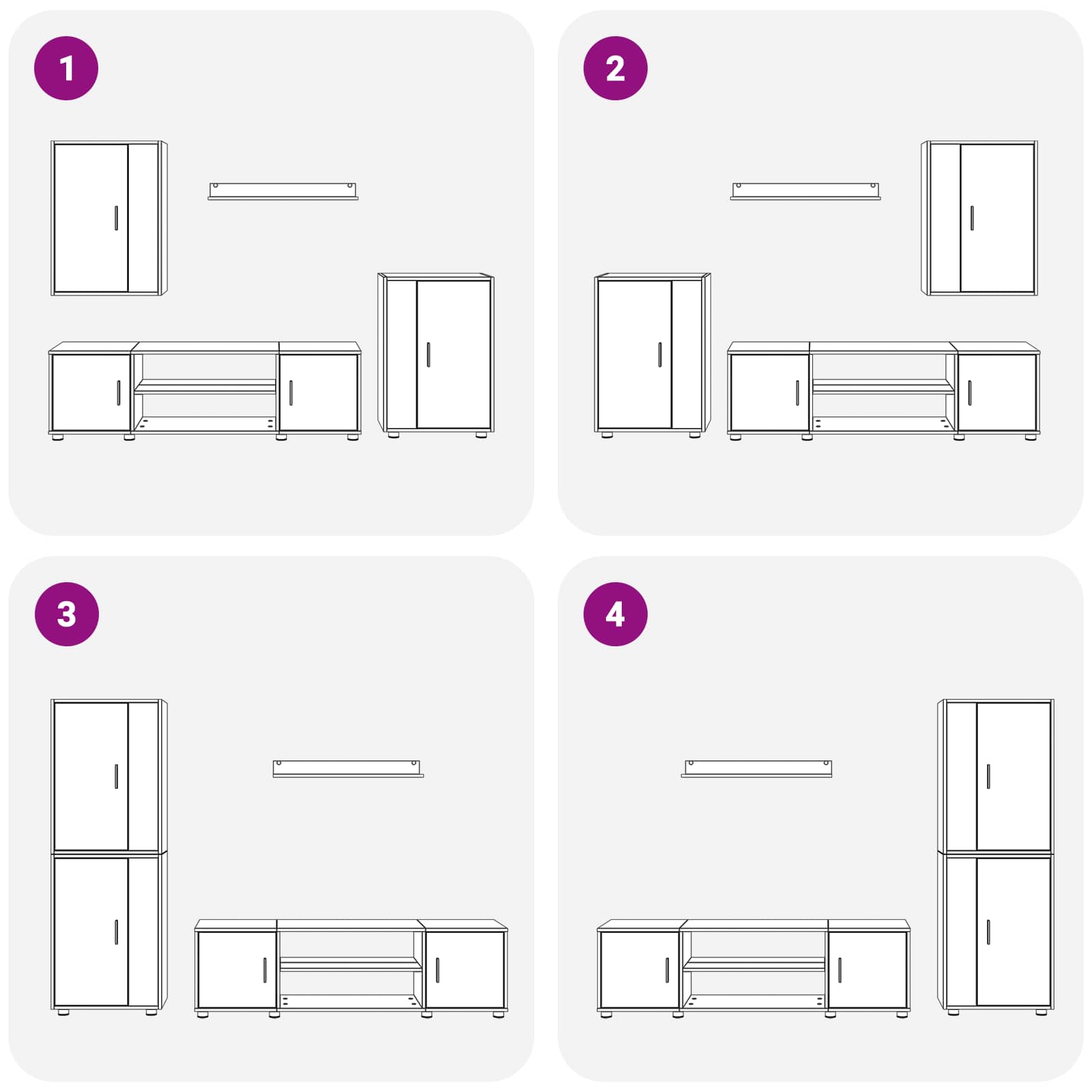 Set TV komoda Zidne 4 pcs Dimljeni hrast Konstruirano drvo