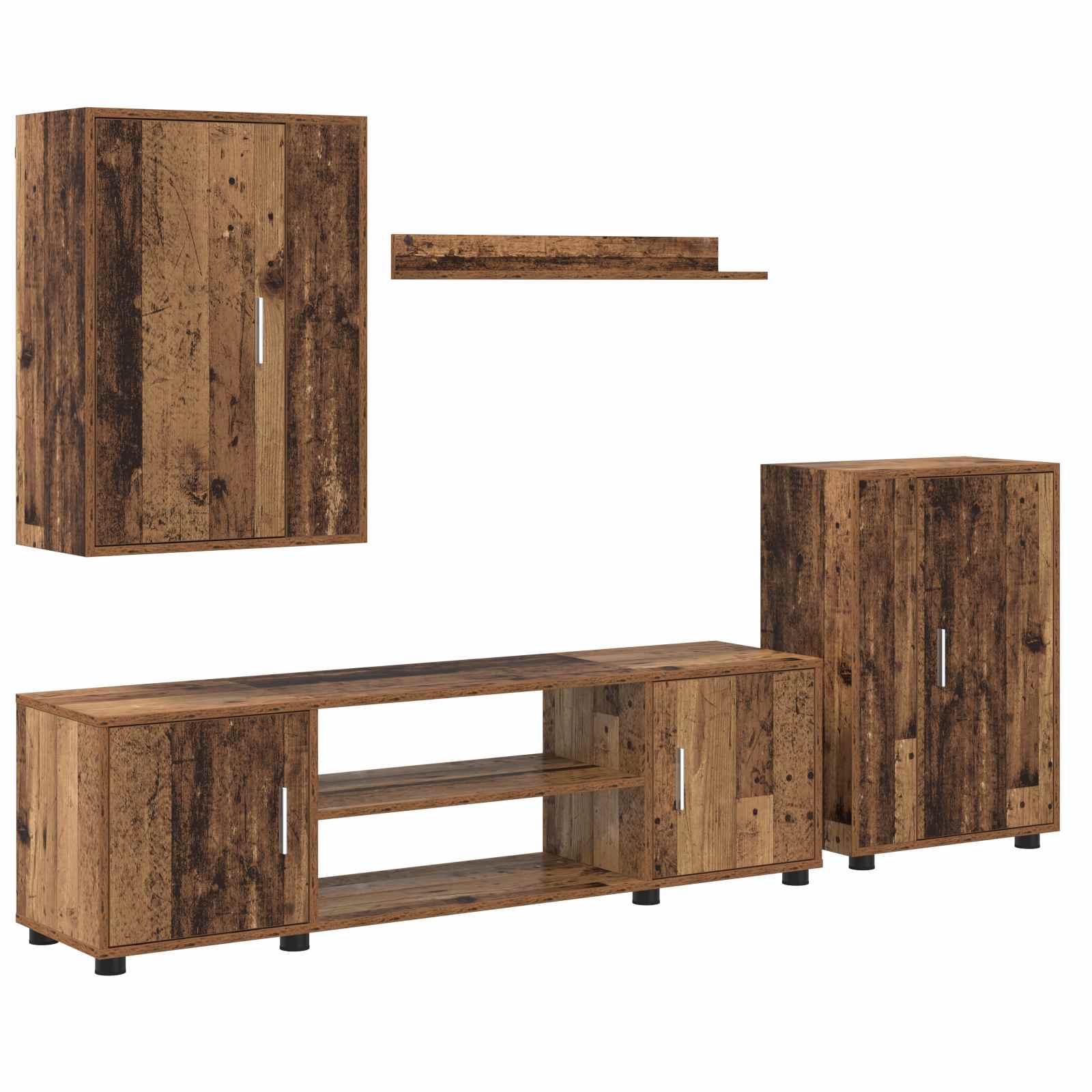 Set TV komoda Zidne 4 pcs Staro drvo Konstruirano drvo