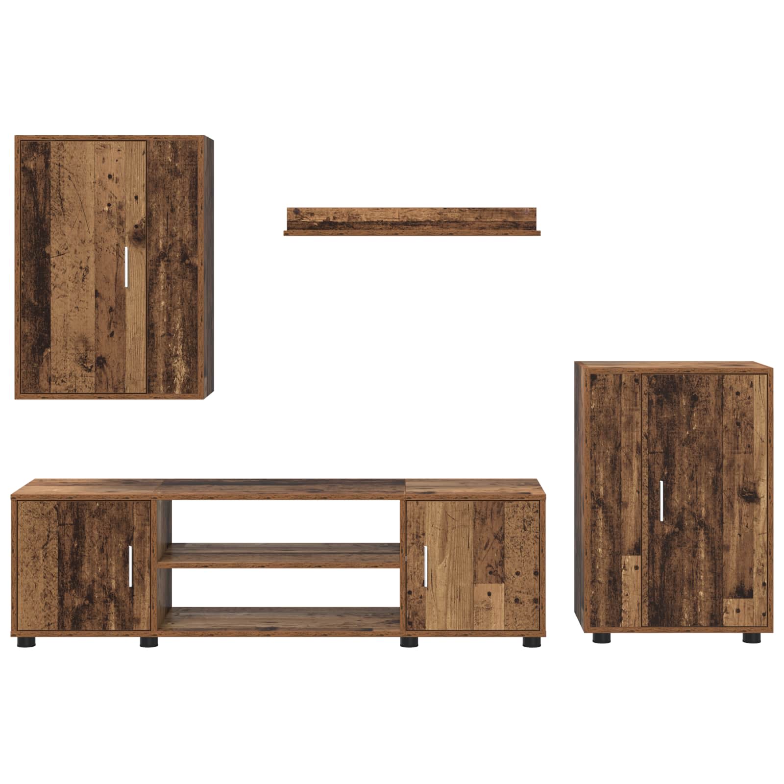 Set TV komoda Zidne 4 pcs Staro drvo Konstruirano drvo