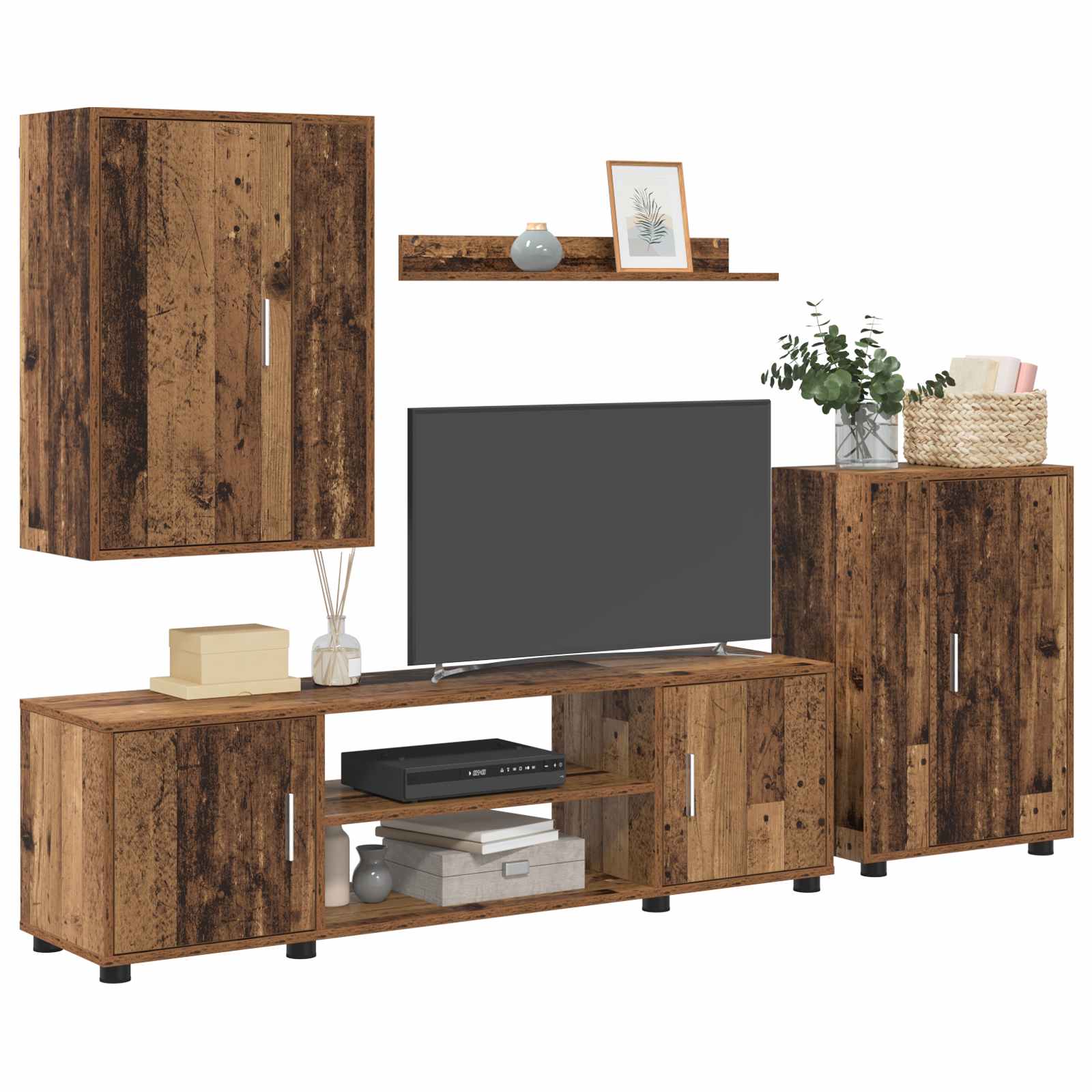 Set TV komoda Zidne 4 pcs Staro drvo Konstruirano drvo