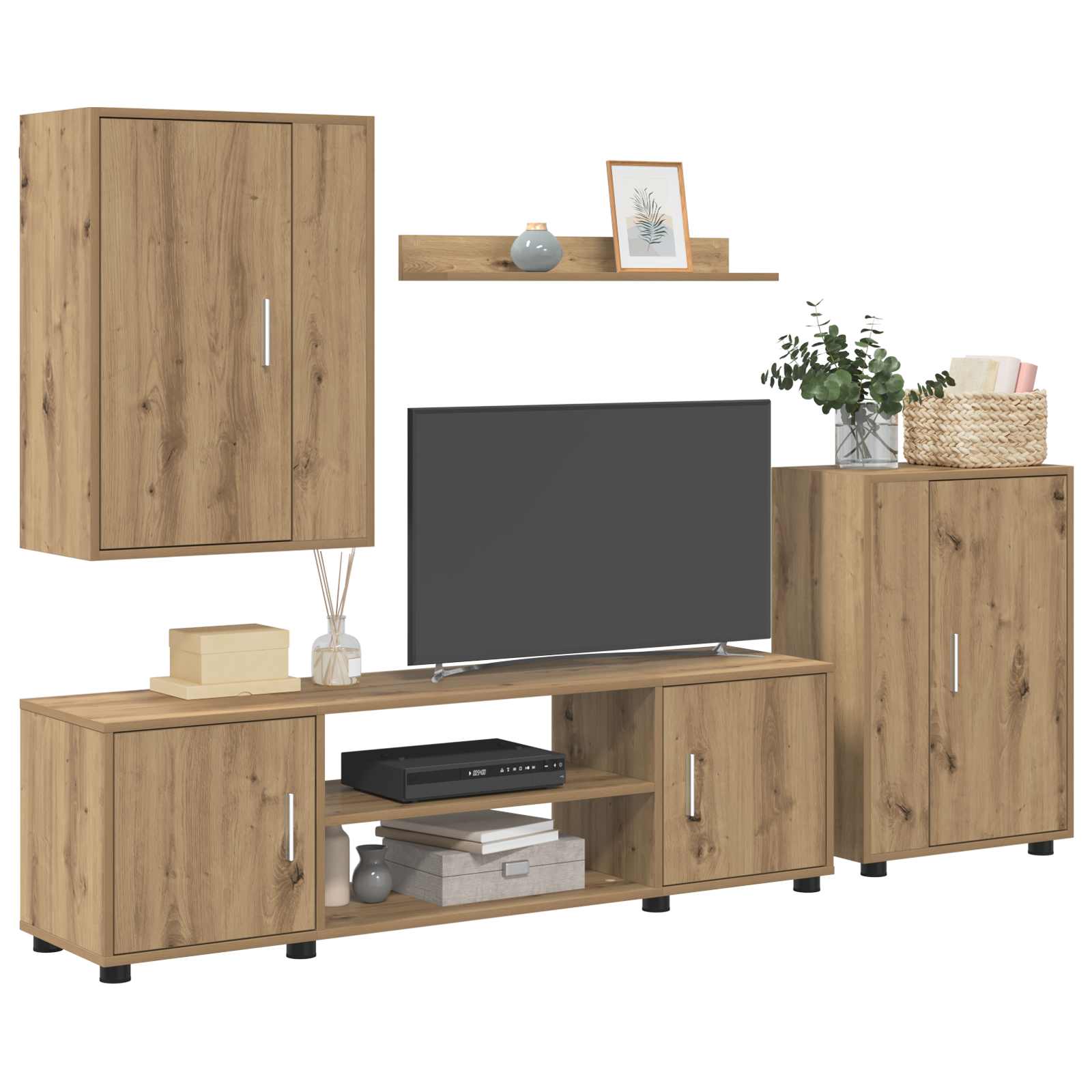 Set TV komoda Zidne 4 pcs Umjetnički hrast Konstruirano drvo