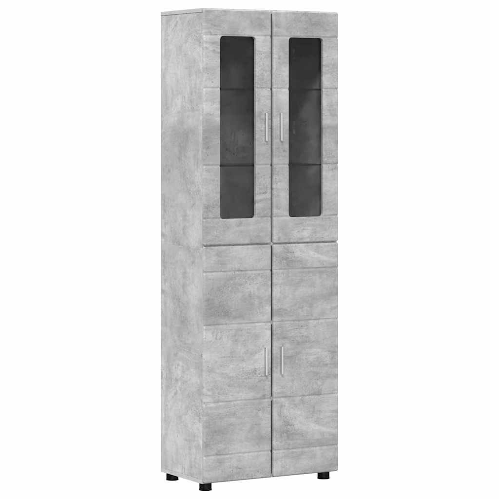 Highboard s policom FLORIN Betonski sivi 60 x 35 x 182 cm
