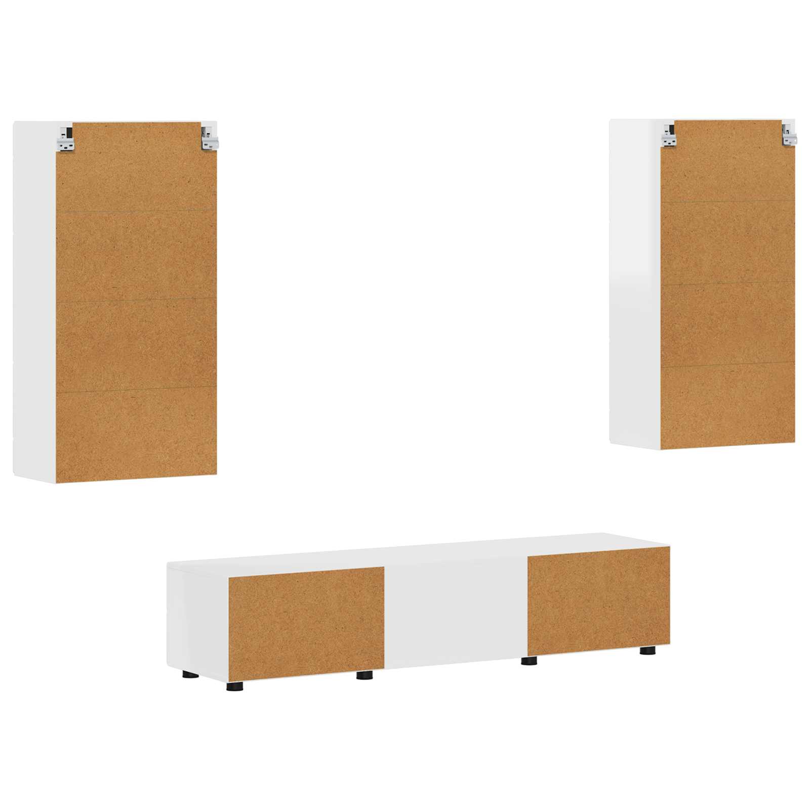 Set TV komoda FLORIN 3 pcs Visoki sjaj bijela Konstruirano drvo