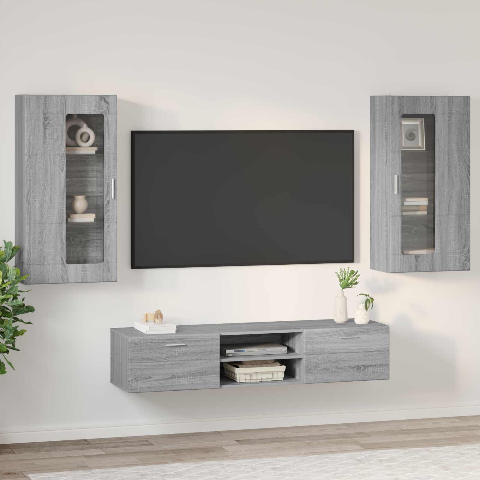 Set TV komoda Zidne FLORIN 3 pcs Siva Sonoma Konstruirano drvo