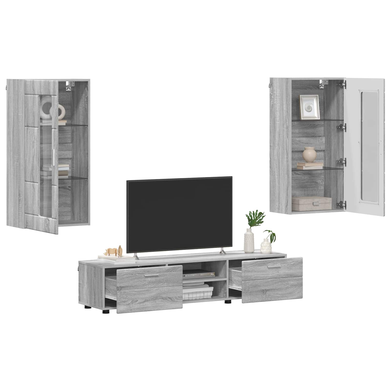 Set TV komoda Zidne FLORIN 3 pcs Siva Sonoma Konstruirano drvo