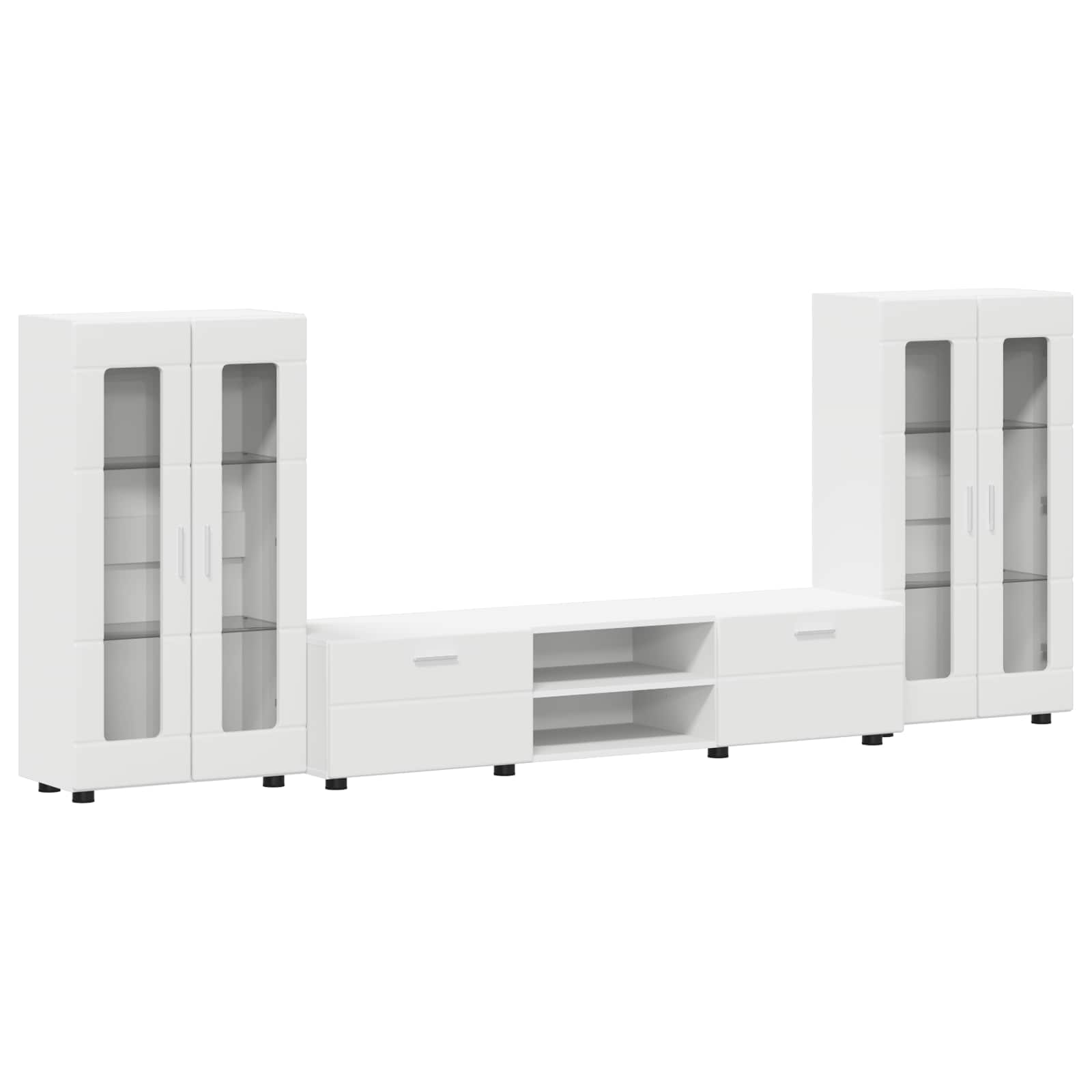 Set TV komoda s ladicama FLORIN 3 pcs Bijelo Konstruirano drvo