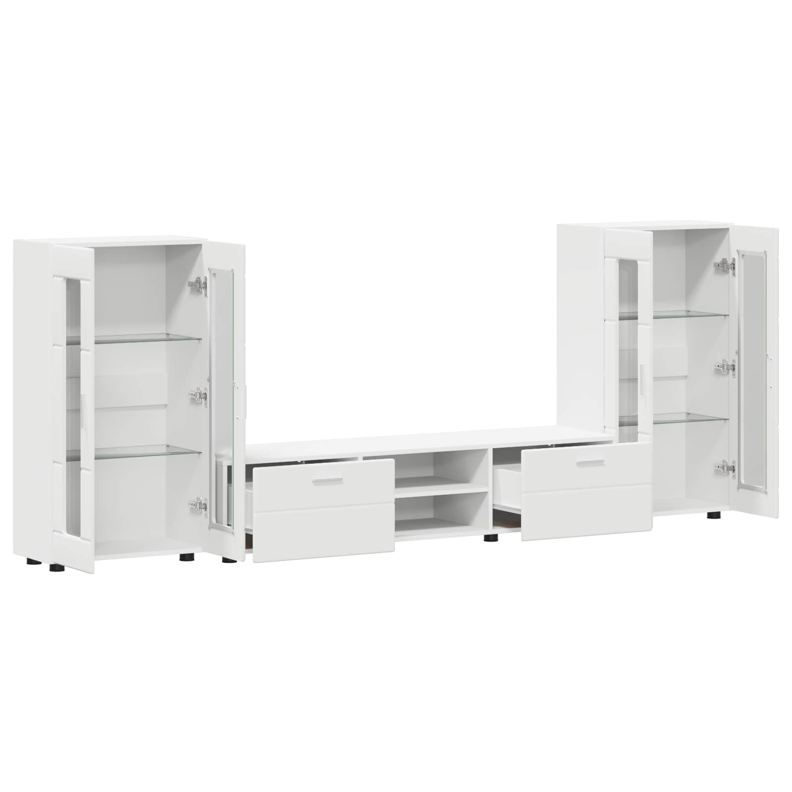 Set TV komoda s ladicama FLORIN 3 pcs Bijelo Konstruirano drvo