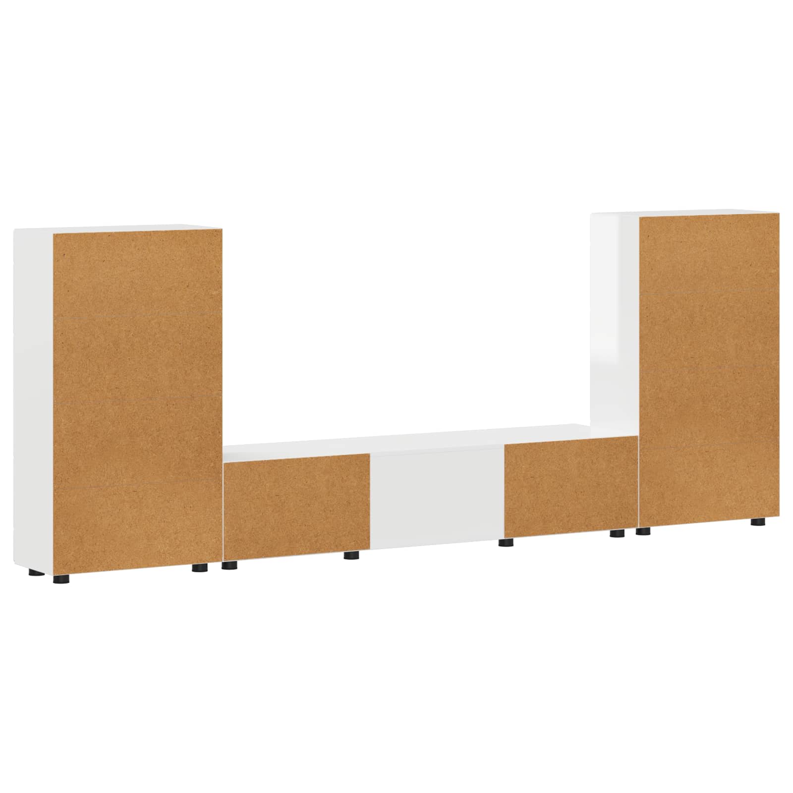 Set TV komoda FLORIN 3 pcs Visoki sjaj bijela Konstruirano drvo