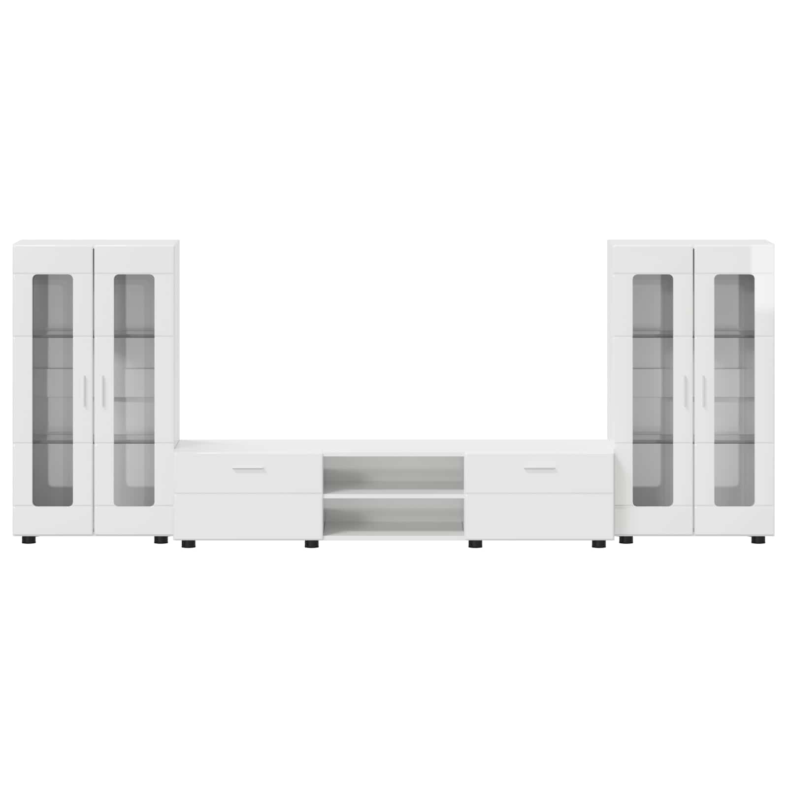 Set TV komoda FLORIN 3 pcs Visoki sjaj bijela Konstruirano drvo