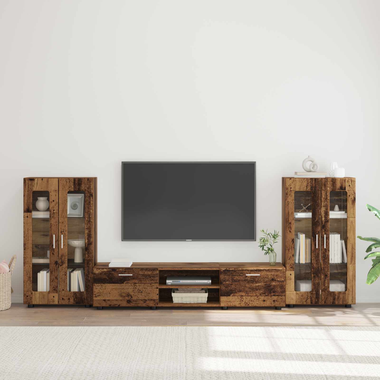 Set TV komoda FLORIN 3 pcs Staro drvo Konstruirano drvo