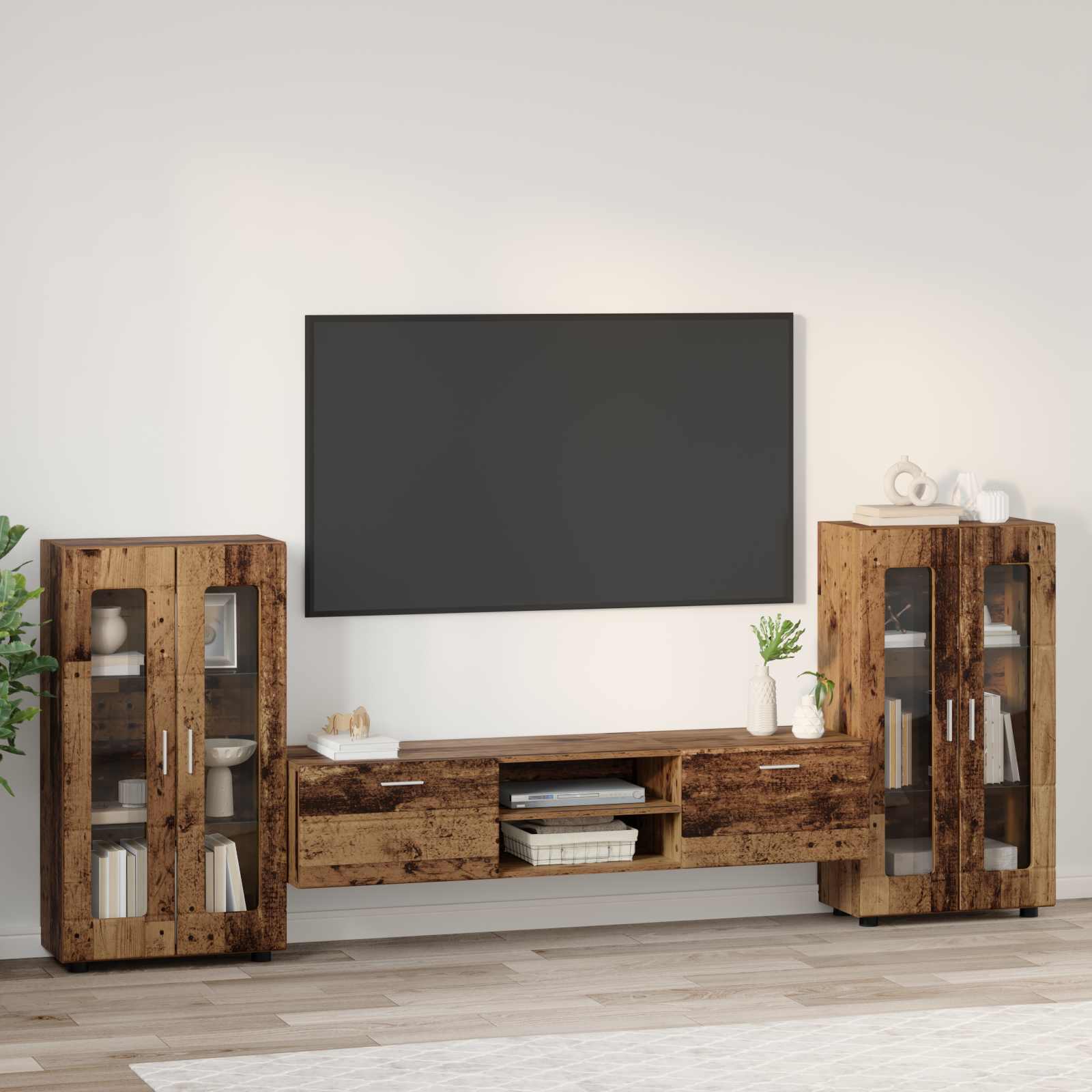 Set TV komoda FLORIN 3 pcs Staro drvo Konstruirano drvo