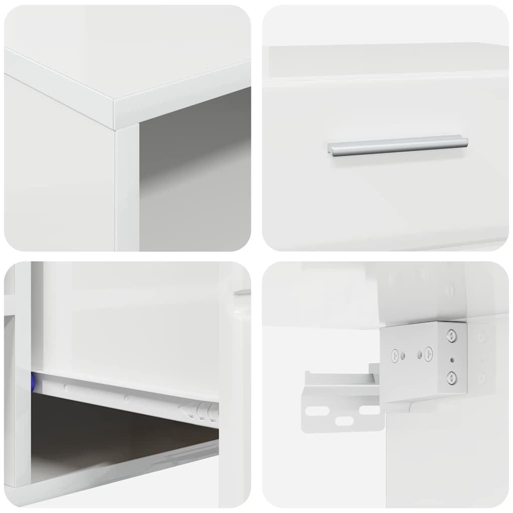 Set TV komoda FLORIN 3 pcs Visoki sjaj bijela Konstruirano drvo