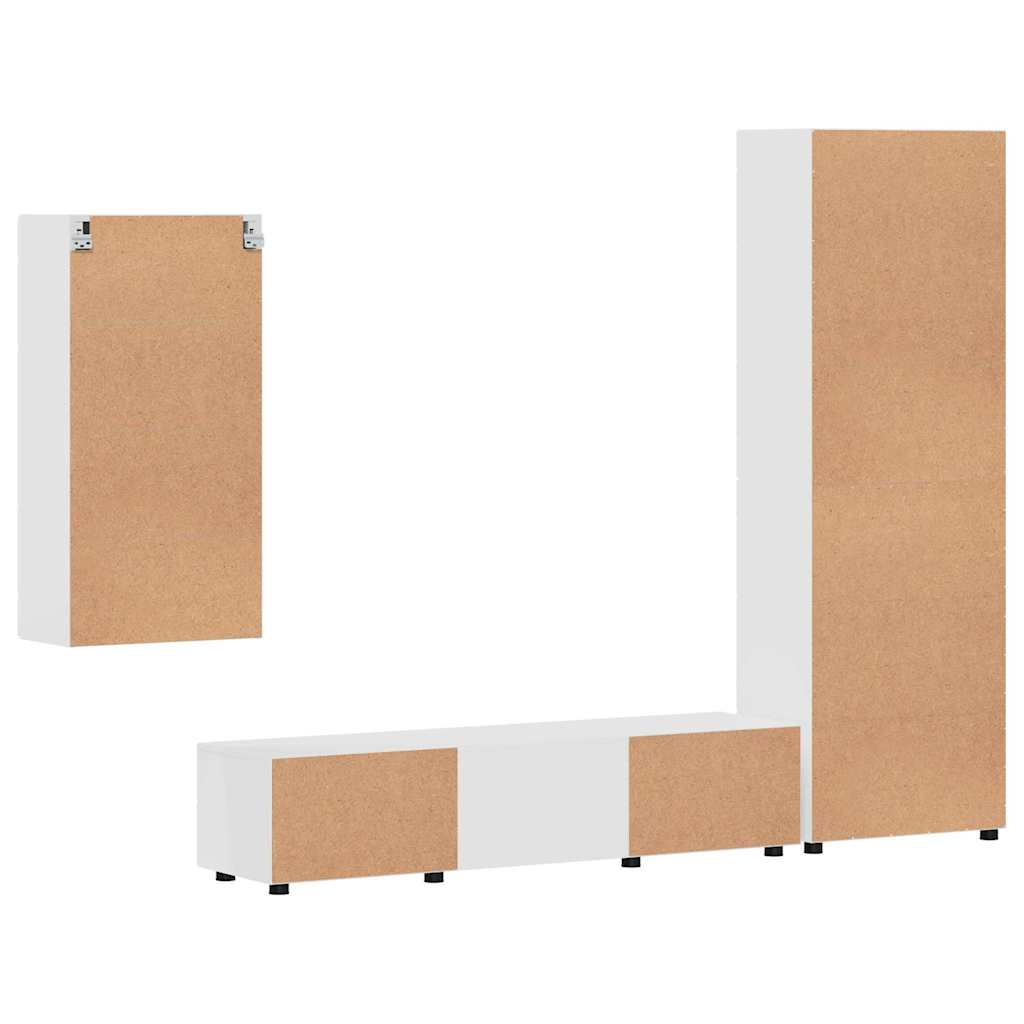 Set TV komoda FLORIN 3 pcs Visoki sjaj bijela Konstruirano drvo