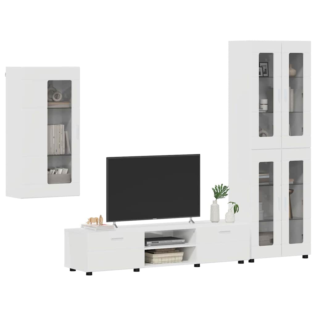 Set TV komoda FLORIN 3 pcs Visoki sjaj bijela Konstruirano drvo